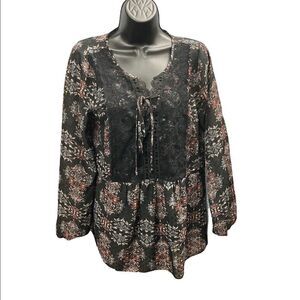 MAURICES, Women’s Top,Size Small,‎ Black, Gray, Wine, Lace, Sheer, tie front